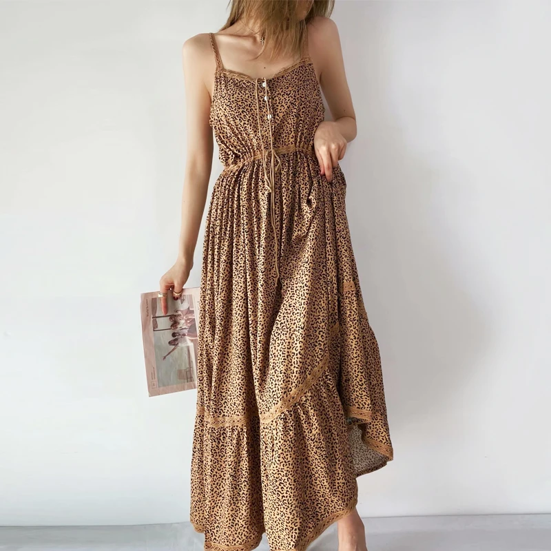Sexy Sleeveless Drawstring Waist Summer Dress 2021 Boho Beach Rayon Vintage Leopard Print Long Strap Dresses for Women
Sexy Sleeveless Drawstring Waist Summer Dress 2021 Boho Beach Rayon Vintage Leopard Print Long Strap Dresses for Women