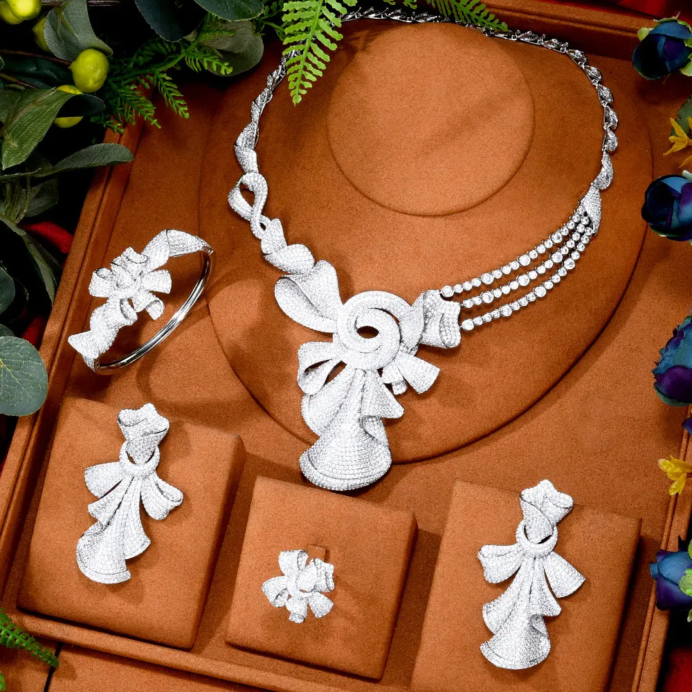 GODKI большая мода 4 шт роскошный крест бант африканские Ювелирные наборы для женщин Свадебная вечеринка Циркон Дубай Свадебные украшения инд... 
GODKI большая мода 4 шт роскошный крест бант африканские Ювелирные наборы для женщин Свадебная вечеринка Циркон Дубай Свадебные украшения инд...