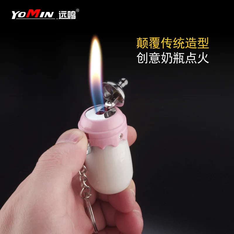 Creative Cute Baby Bottle Shape Lighter Inflatable Flashlight Open Flame Key Chain Lighter Personality Funny Smoking Gadget
Creative Cute Baby Bottle Shape Lighter Inflatable Flashlight Open Flame Key Chain Lighter Personality Funny Smoking Gadget