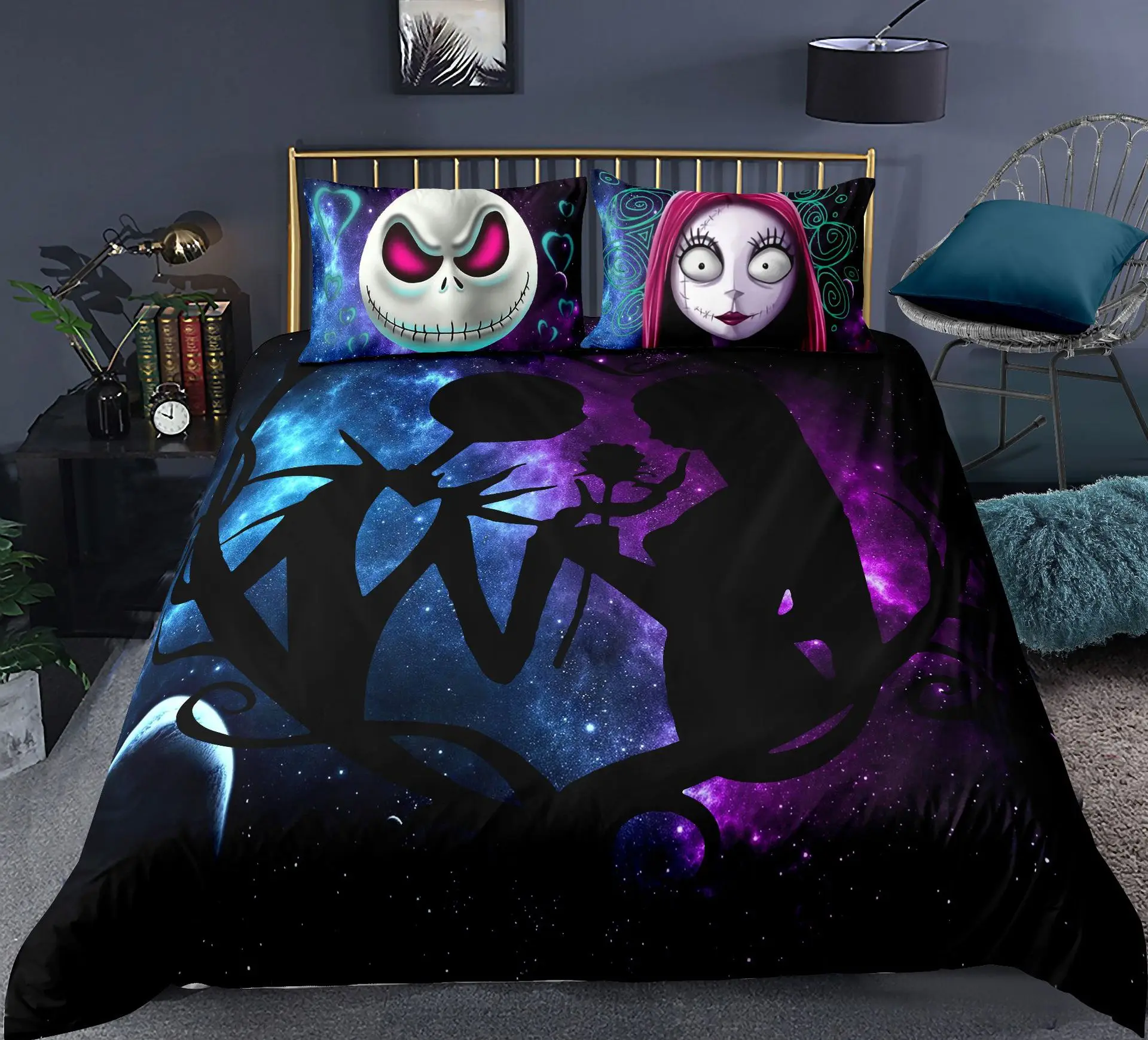 Nightmare Before Christmas Duvet Cover Sets Jack and Sally Valentine's Day Rose Decor Microfiber Galaxy Bedding Set
Nightmare Before Christmas Duvet Cover Sets Jack and Sally Valentine's Day Rose Decor Microfiber Galaxy Bedding Set