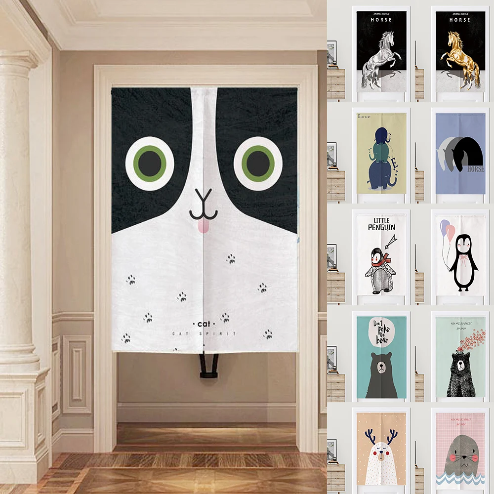 Japanese Doorway Curtain Noren For Kitchen Bedroom Short Hanging Half Curtain Cartoon Animals Colorful Painted Door Curtain
Japanese Doorway Curtain Noren For Kitchen Bedroom Short Hanging Half Curtain Cartoon Animals Colorful Painted Door Curtain