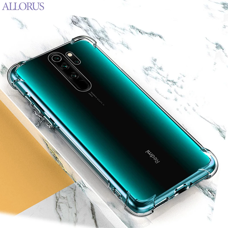 Мягкий силиконовый чехол на телефона для Xiaomi Redmi Note 8 Pro Чехол четырьмя подушками