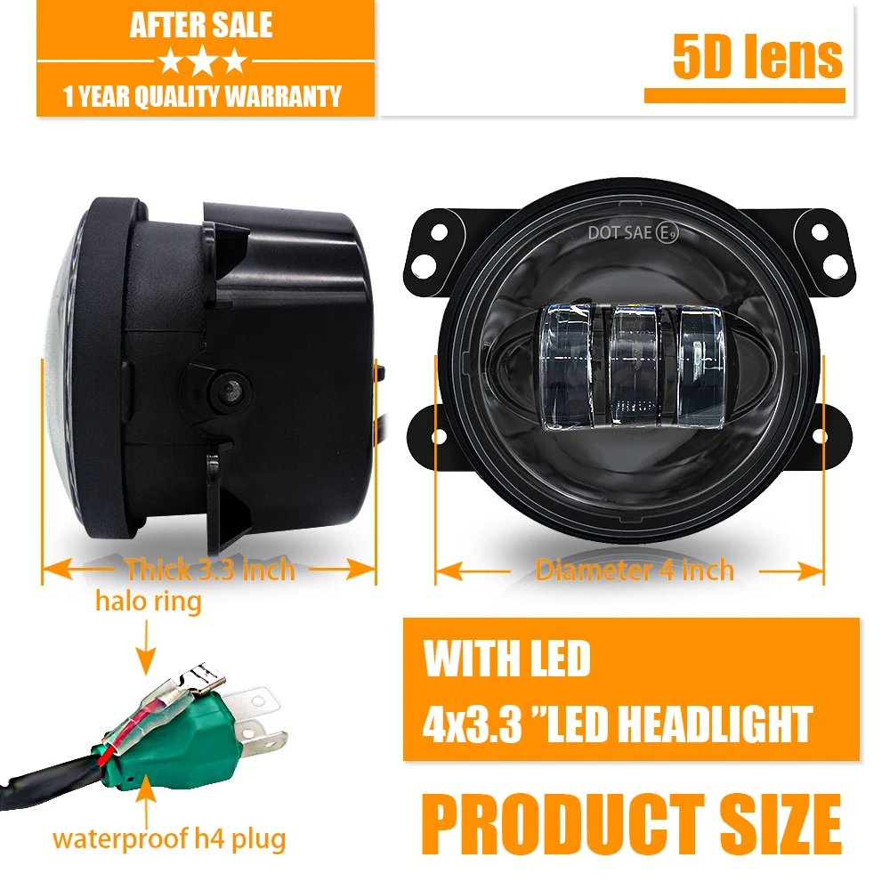 2pcs 4 inch Round car Led Fog Lights 4D Projector lens White Halo DRL 6000K Front Fog Lamps 12V For Jeep Wrangler unlimited JK
2pcs 4 inch Round car Led Fog Lights 4D Projector lens White Halo DRL 6000K Front Fog Lamps 12V For Jeep Wrangler unlimited JK