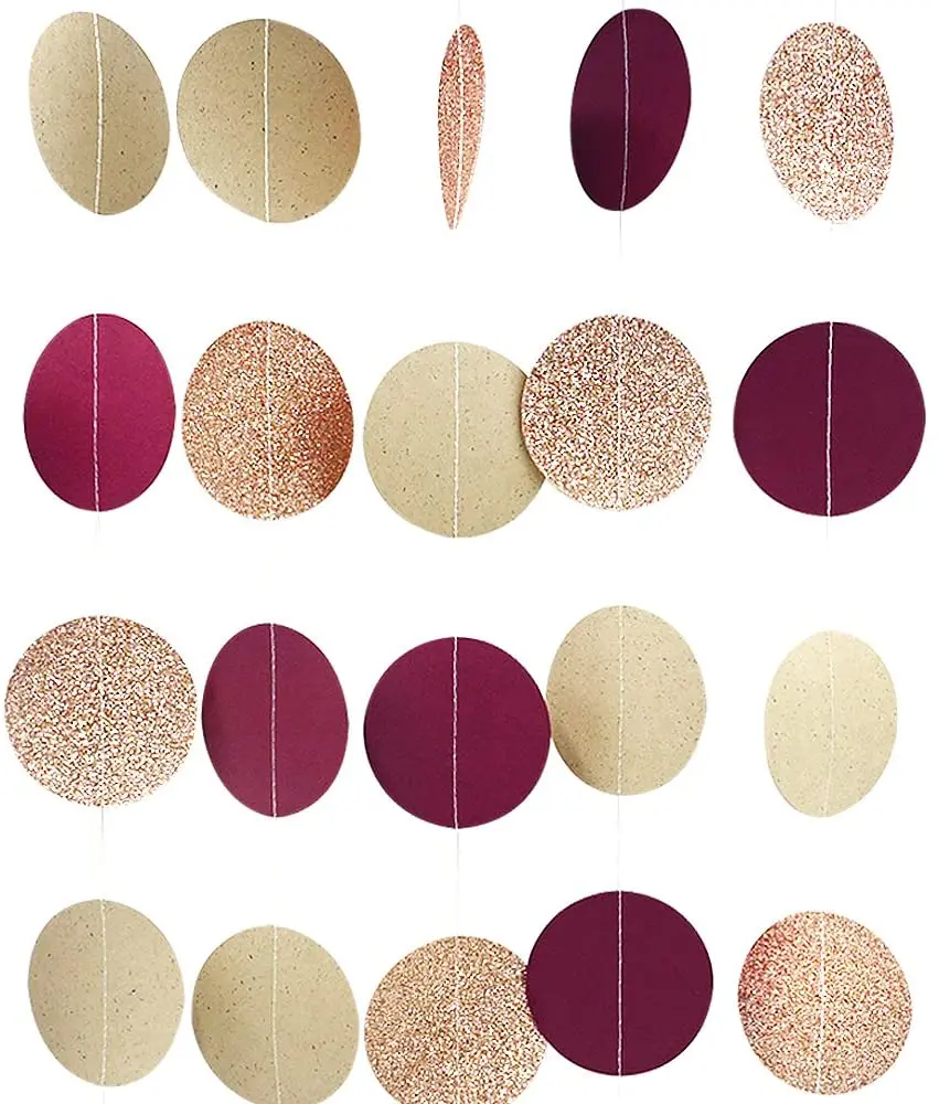 3M Burgundy Paper Garland Rose Gold Glitter Dots Hanging for Maroon Wedding Engagement Bridal Shower Hen Night Party Decorations
3M Burgundy Paper Garland Rose Gold Glitter Dots Hanging for Maroon Wedding Engagement Bridal Shower Hen Night Party Decorations