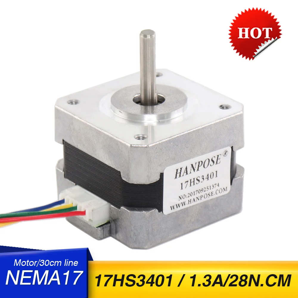 

free shipping 1PCS 17HS3401 4-lead Nema 17 Stepper Motor 42 motor 42BYGH 1.3A 28N.CM torque CE ROSH ISO CNC Laser and 3D printer