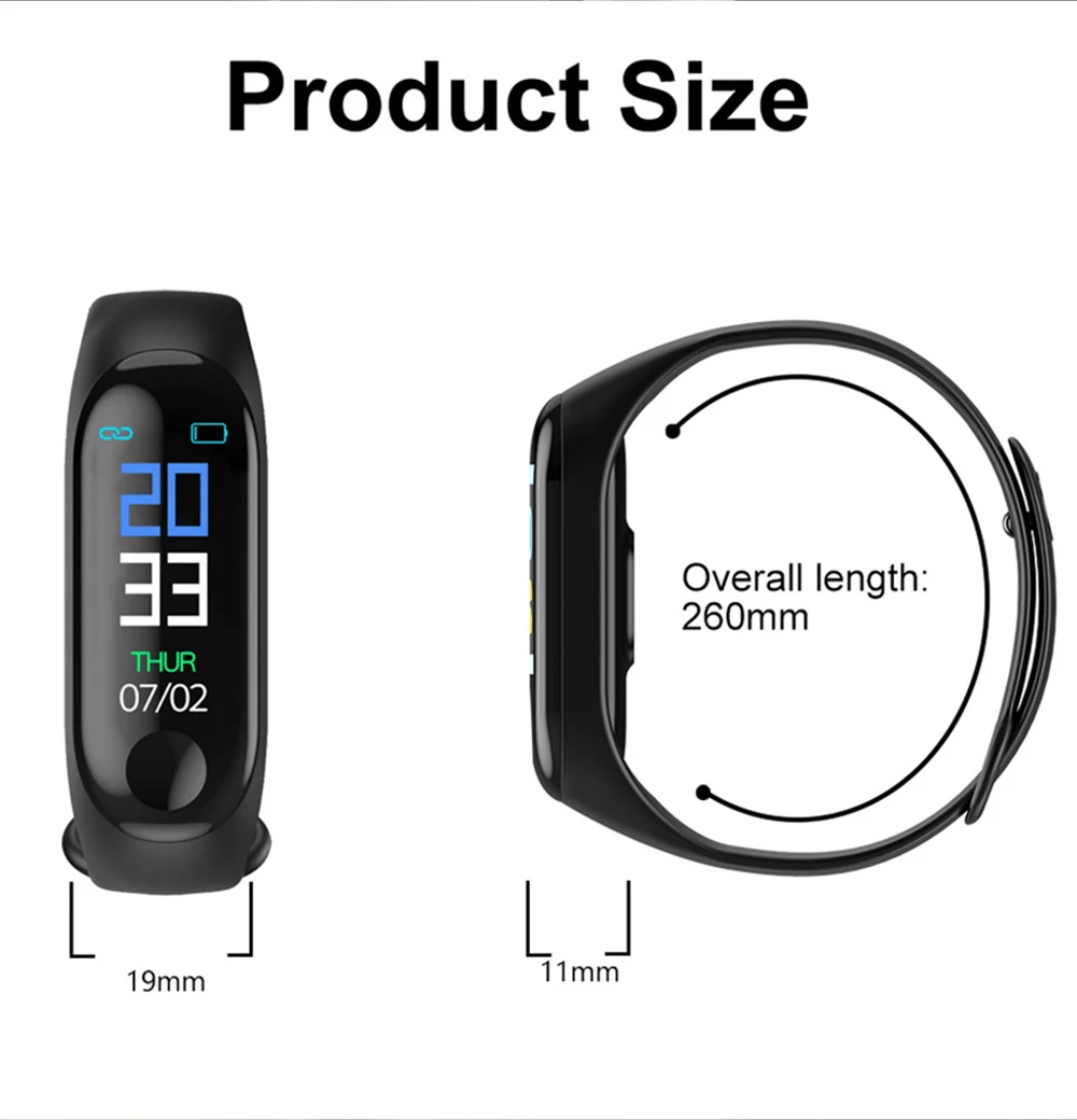 M3Plus Smart Band Bracelet Health Blood Heart Rate Monitor Waterproof Smart Watch Fitness Tracker Watches Sport Bracelet
M3Plus Smart Band Bracelet Health Blood Heart Rate Monitor Waterproof Smart Watch Fitness Tracker Watches Sport Bracelet