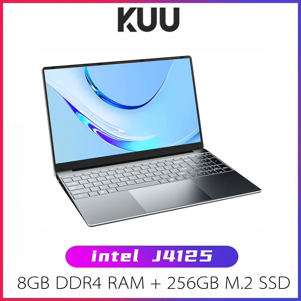 

KUU A10S Laptop 15.6" FHD 1920x1080 Intel Celeron J4125 8GB DDR4 RAM 256GB M.2 SSD Windows 10 Intel Ultra HD Graphics 600