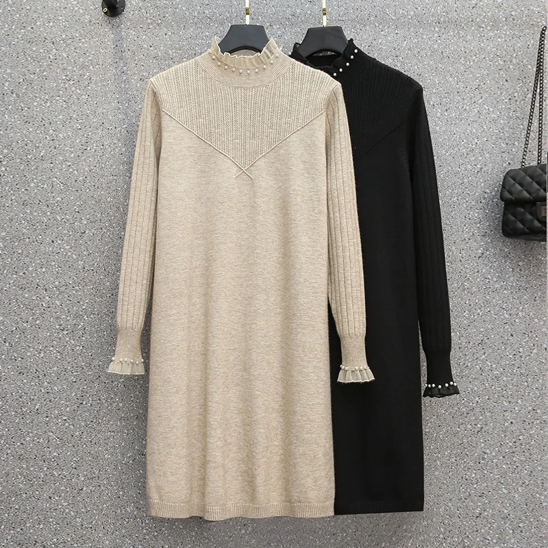 Plus Size Autumn Winter Straight Sweater Dress Warm Chic Basic Knit Dress Women Loose Midi Dress Female Casual Beading Dress Big
Plus Size Autumn Winter Straight Sweater Dress Warm Chic Basic Knit Dress Women Loose Midi Dress Female Casual Beading Dress Big