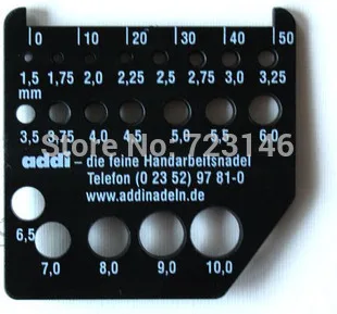 Addi 403-0/404-0 Needle Gauge 1.5mm - 10mm + ruler and cutter, new from Germany
Addi 403-0/404-0 Needle Gauge 1.5mm - 10mm + ruler and cutter, new from Germany