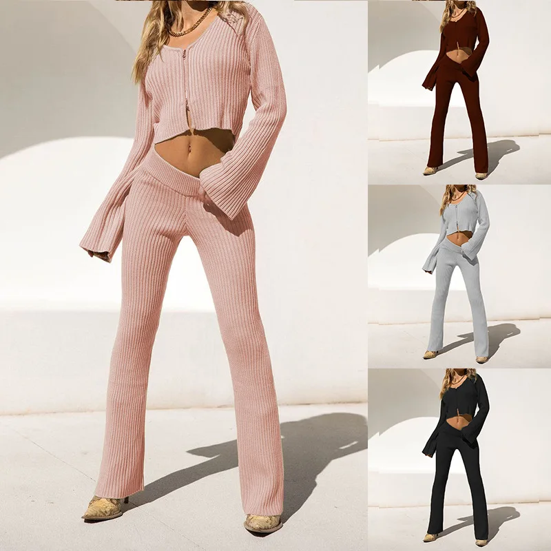 Zoulv Spring Knit Suit Double-open Zipper Flared Long-sleeved Cardigan Elastic Trousers Casual Fashion Home Wear Bottoming Women
Zoulv Spring Knit Suit Double-open Zipper Flared Long-sleeved Cardigan Elastic Trousers Casual Fashion Home Wear Bottoming Women