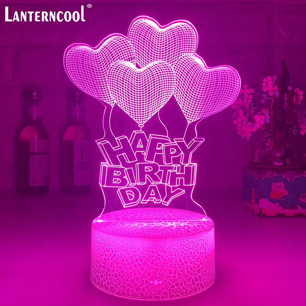 Happy Birthday 3D Lamp Creative 7 Colors Night Lights Novelty Illusion Night Lamp Illusion Table Lamp For Home Decorative Light
Happy Birthday 3D Lamp Creative 7 Colors Night Lights Novelty Illusion Night Lamp Illusion Table Lamp For Home Decorative Light