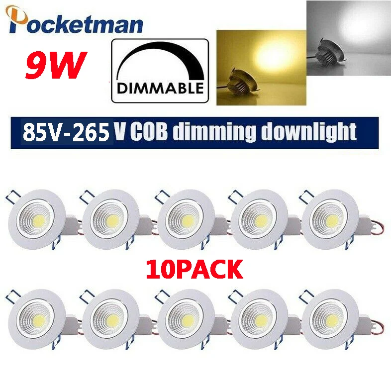 10PACK 9W 85-265V White/Warm White COB Dimmable Downlight LED Recessed Downlight Spotlight Ceiling Light Led Ceilling Lamp
10PACK 9W 85-265V White/Warm White COB Dimmable Downlight LED Recessed Downlight Spotlight Ceiling Light Led Ceilling Lamp