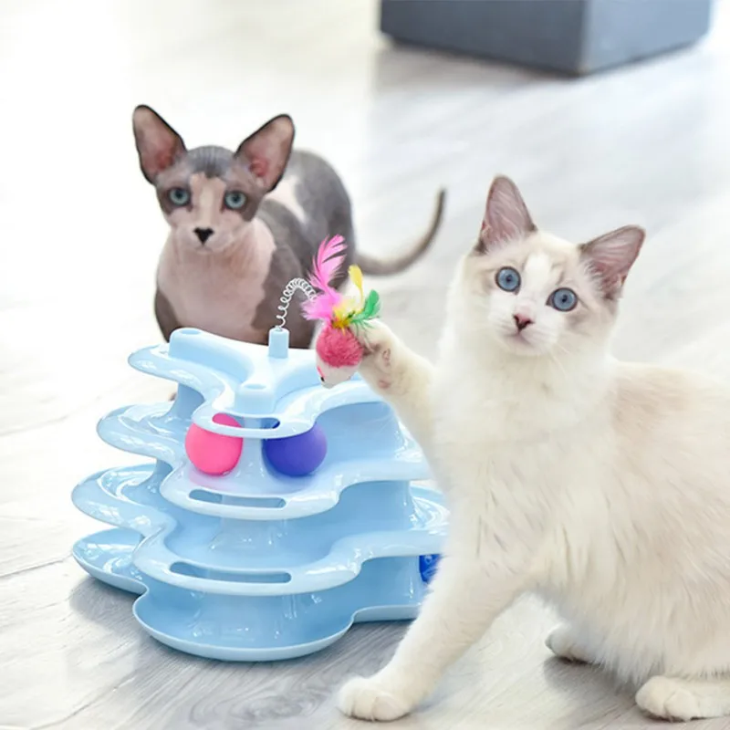 

Three-Layer TurnTable Pet Cat Molar Cat Track Toy Training Cat Toy With Teeth And Claws Ball Training Entertainment
