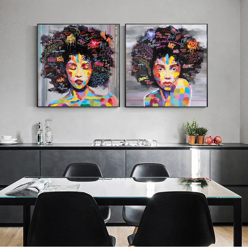 Abstract African Girl With Letters Wall Art Canvas Modern Pop Wall Graffiti Art Paintings Black Woman Cuadros Picture Home Decor
Abstract African Girl With Letters Wall Art Canvas Modern Pop Wall Graffiti Art Paintings Black Woman Cuadros Picture Home Decor