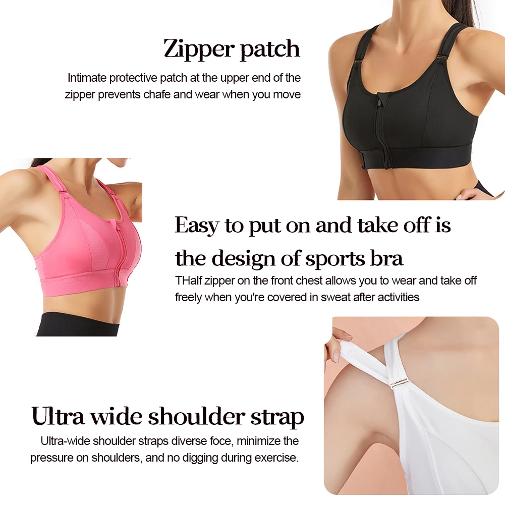 Women Sports Bra Crop Top Zip Front Push Up Underwear Crisscross Back Detachable Pads Athletic Vest Workout Running Fitness Bra
Women Sports Bra Crop Top Zip Front Push Up Underwear Crisscross Back Detachable Pads Athletic Vest Workout Running Fitness Bra
