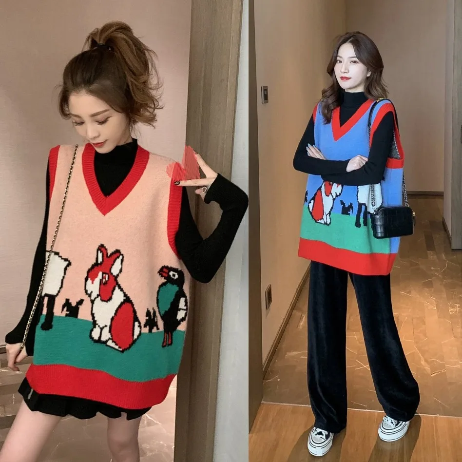 2021 Hot New Sleeveless Sweater Student All-match Women V-neck Leisure Kawaii Cartoon High Quality Womens Korean Trendy Clothing
2021 Hot New Sleeveless Sweater Student All-match Women V-neck Leisure Kawaii Cartoon High Quality Womens Korean Trendy Clothing