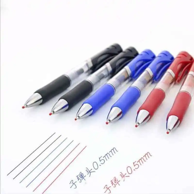 Retractable Gel pen Set 0.5mm Black/Red/Blue Large Capacity Ball Point Pen handle Replaceable Refills Rod School Office Supplies 
Retractable Gel pen Set 0.5mm Black/Red/Blue Large Capacity Ball Point Pen handle Replaceable Refills Rod School Office Supplies