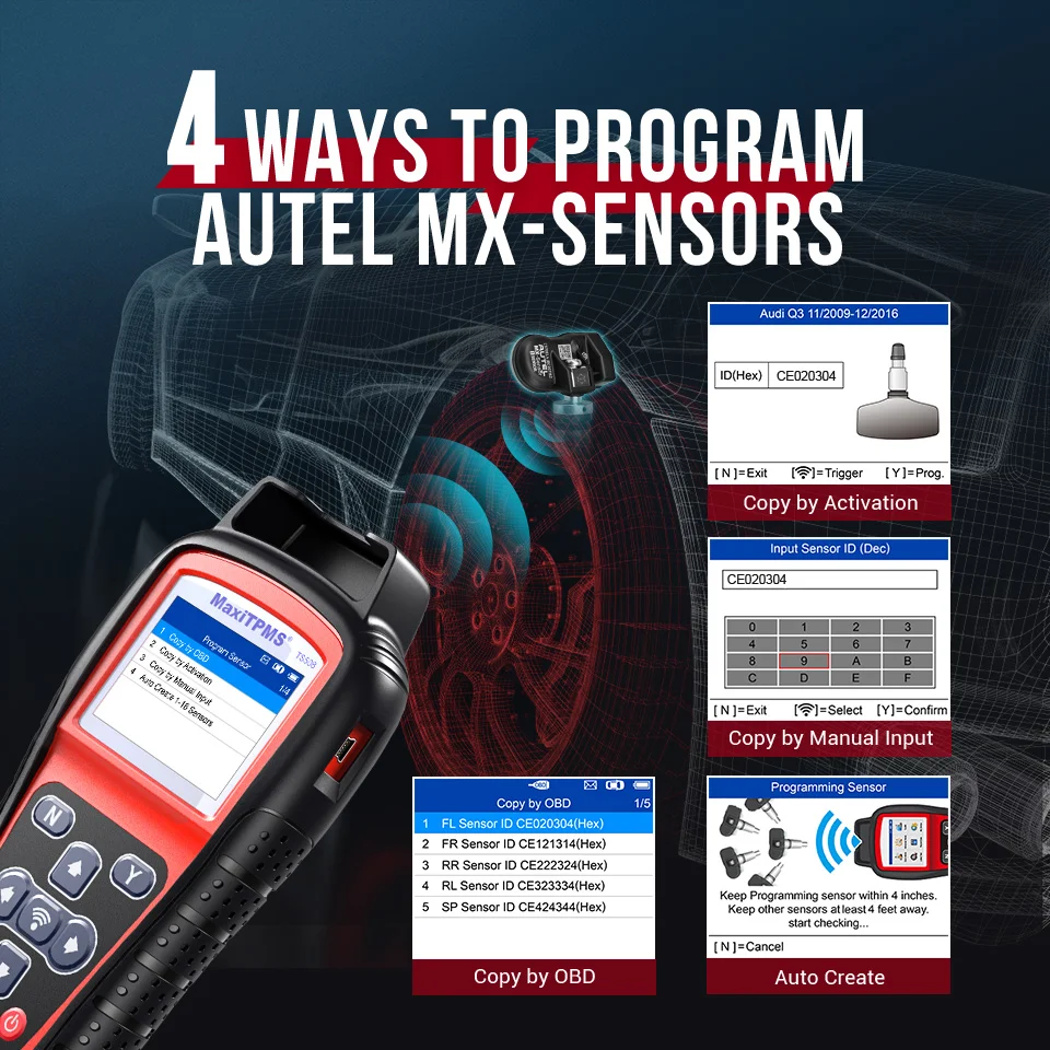 Autel MaxiTPMS TS508K новейший инструмент TPMS Relearn с 4 датчиками 315 МГц/433 МГц Обновленная