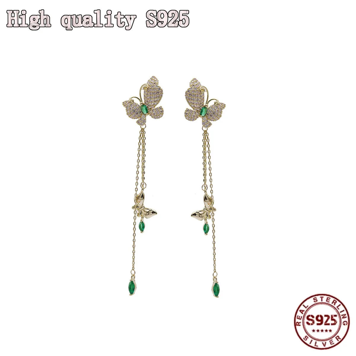 High Quality S925 Silver Needle New Temperament Long Lady Earrings Tassel Earrings Crystal Butterfly Earrings Wholesale
High Quality S925 Silver Needle New Temperament Long Lady Earrings Tassel Earrings Crystal Butterfly Earrings Wholesale