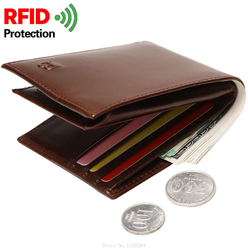 Роскошный мужской RFID бумажник из натуральной кожи кошелек для монет мужская