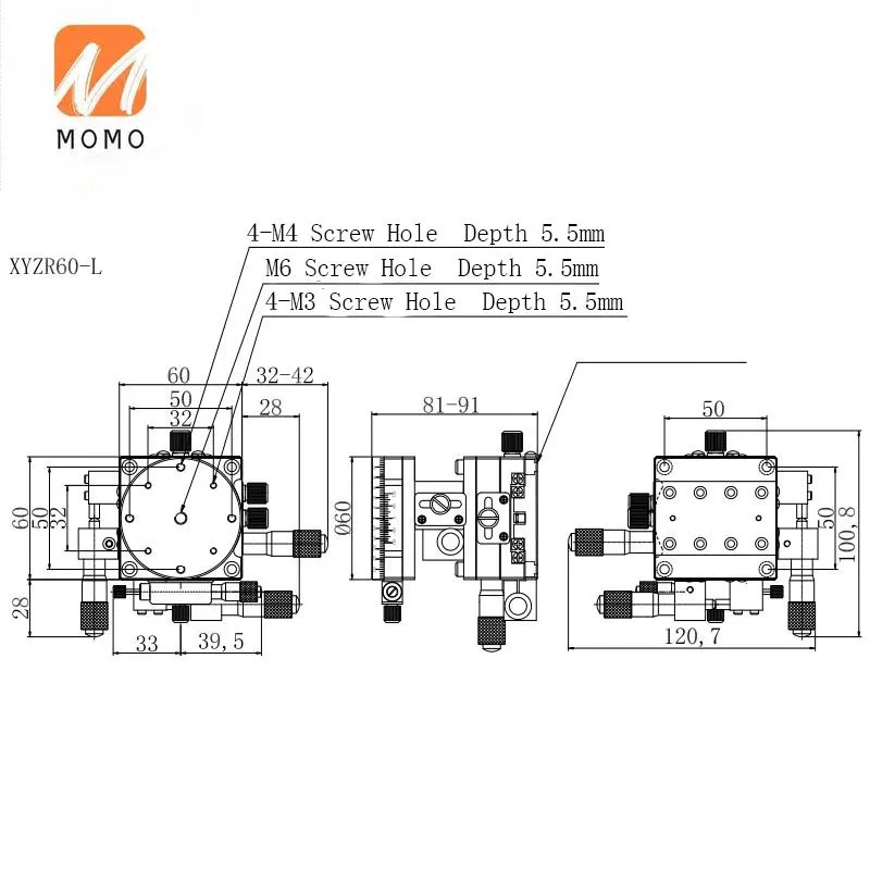 60x60mm 4Axis Manual Displacement Platform High Precision Sliding Table Linear stage 
60x60mm 4Axis Manual Displacement Platform High Precision Sliding Table Linear stage
