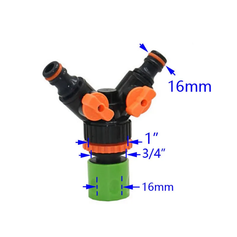 2 полосная сад крана женского 1/2 3/4 до 5/8 1/4 &quotY орошённые клапаны делитель воды