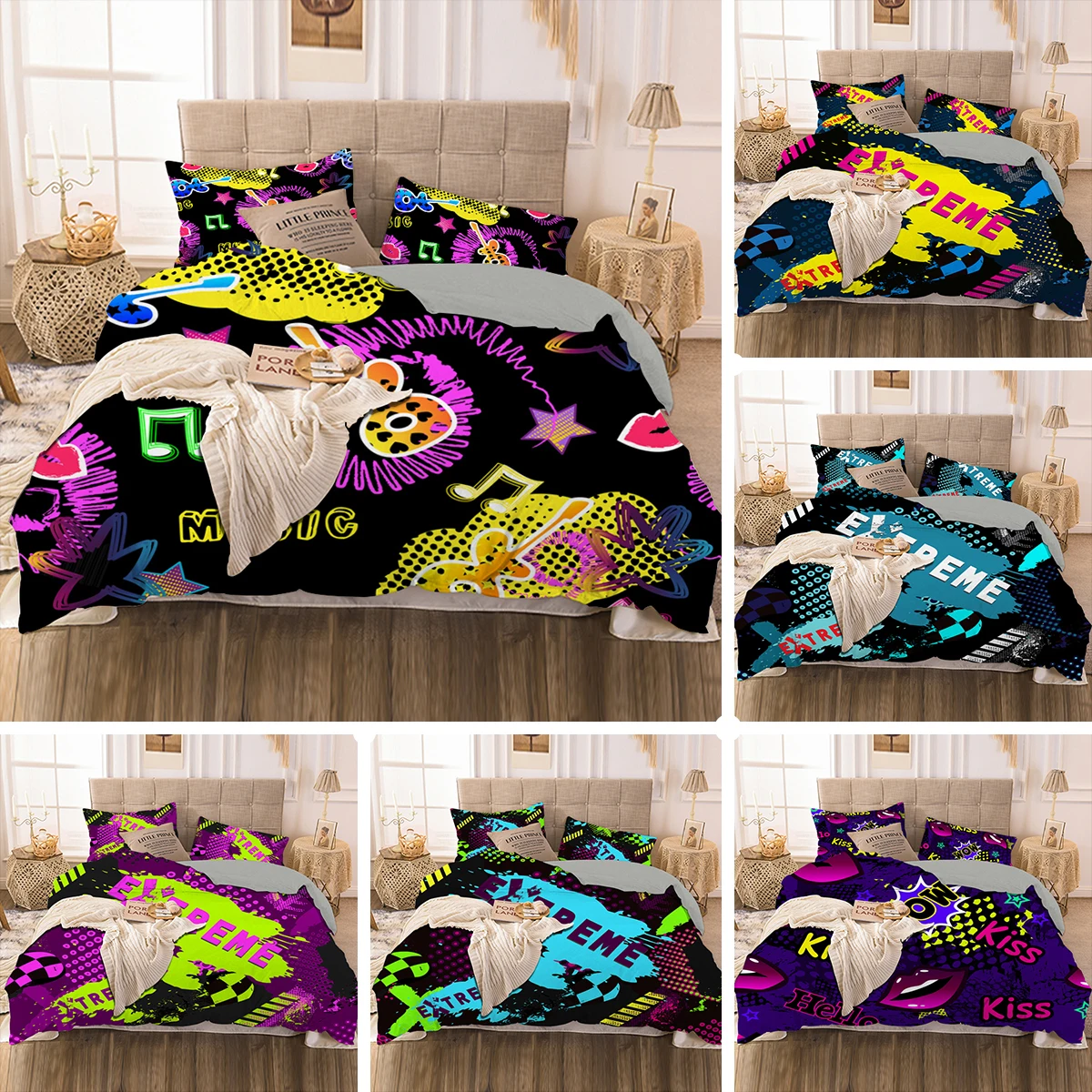 Комплект постельного белья из 2/3 предметов с 3d-изображением героев мультфильмов
Комплект постельного белья из 2/3 предметов с 3d-изображением героев мультфильмов