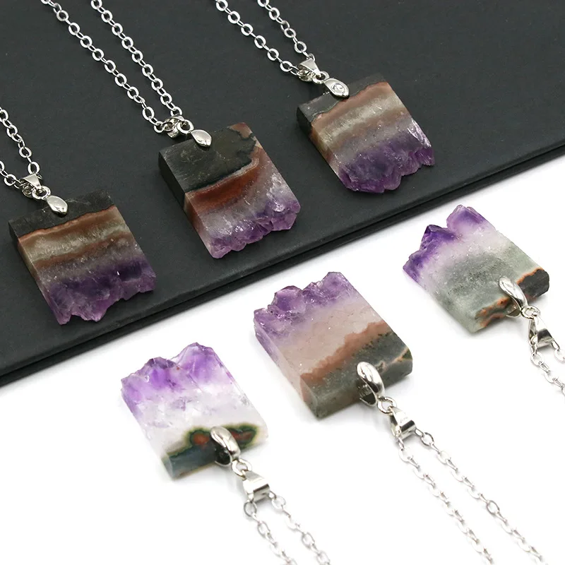 Natural Stone Rough Slice Amethyst Pendant Diy Necklace for Women Purple Gem Silver Color Stainless Steel Chain Healing Jewelry
Natural Stone Rough Slice Amethyst Pendant Diy Necklace for Women Purple Gem Silver Color Stainless Steel Chain Healing Jewelry