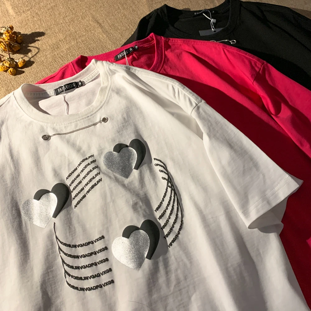 Summer Korean Version Of The New Female Love Printing Short-Sleeved Loose Round Neck Casual T-Shirt All-Match Top
Summer Korean Version Of The New Female Love Printing Short-Sleeved Loose Round Neck Casual T-Shirt All-Match Top