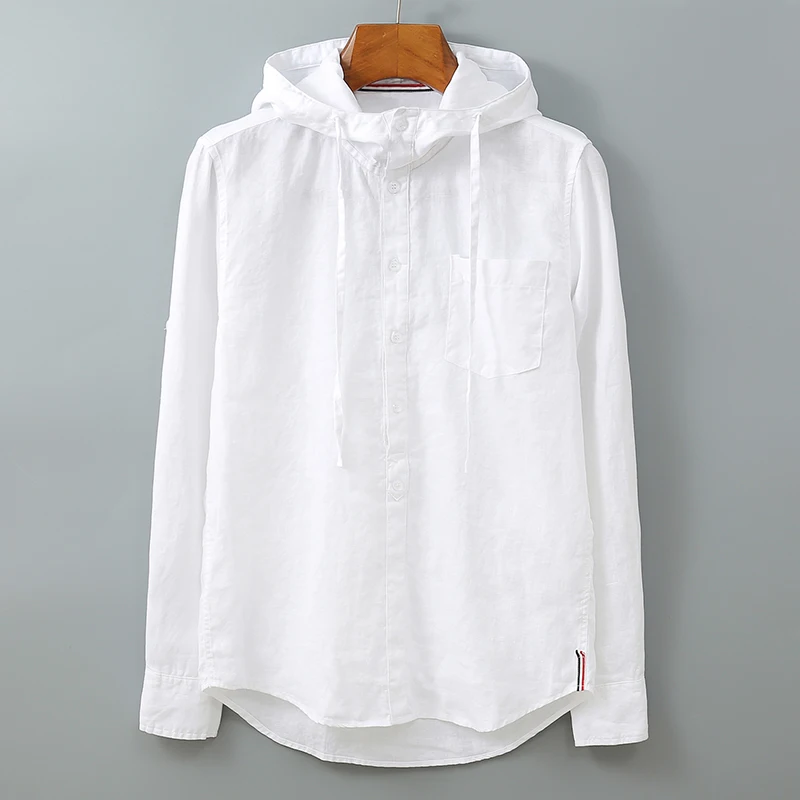 100% Pure Linen Men Long Sleeve Hooded Shirt Solid White Blue Hat Stand Collar Pullover Fashion Casual Shirts Male Tops Clothing
100% Pure Linen Men Long Sleeve Hooded Shirt Solid White Blue Hat Stand Collar Pullover Fashion Casual Shirts Male Tops Clothing