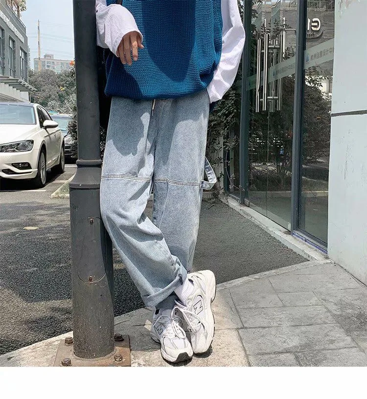 Retro Jeans Men Loose Straight Leg Pants Elastic Waist Teenager Casual Elastic Pants Mouth Clothes Hip Hop Wide Leg Trousers 
Retro Jeans Men Loose Straight Leg Pants Elastic Waist Teenager Casual Elastic Pants Mouth Clothes Hip Hop Wide Leg Trousers