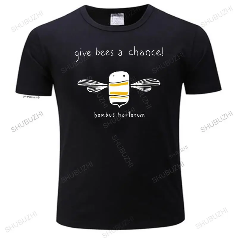 

mens high quality short sleeve t shirt vintage GIVE BEES A CHANCE BOMBUS HORTORUM summer cotton brand loose cool teeshirt