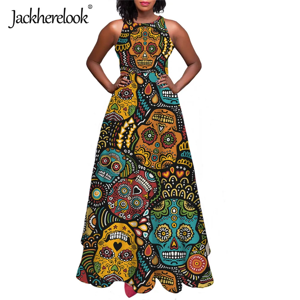 Jackherelook Classic Sugar Skull Brand Design Women's Sleeveless Party Swing Long Dress Fashion Ladies Hight Waist Maxi Dresses
Jackherelook Classic Sugar Skull Brand Design Women's Sleeveless Party Swing Long Dress Fashion Ladies Hight Waist Maxi Dresses