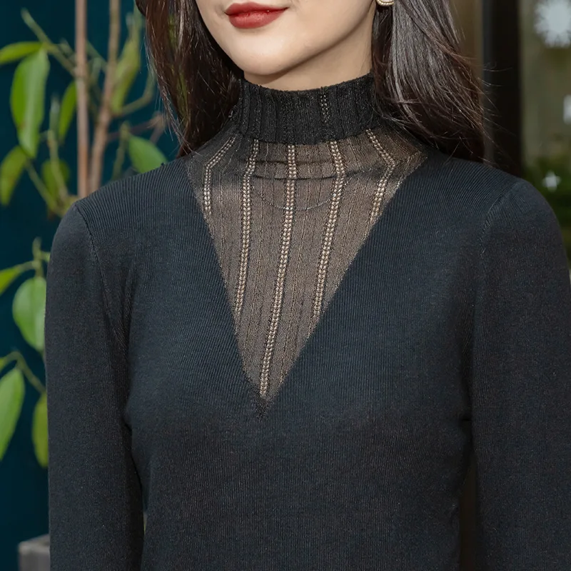 New Women Fashion Long sleeve Lace sweaters Shirts Blouse korean slim fit bottom sweaters T081
New Women Fashion Long sleeve Lace sweaters Shirts Blouse korean slim fit bottom sweaters T081