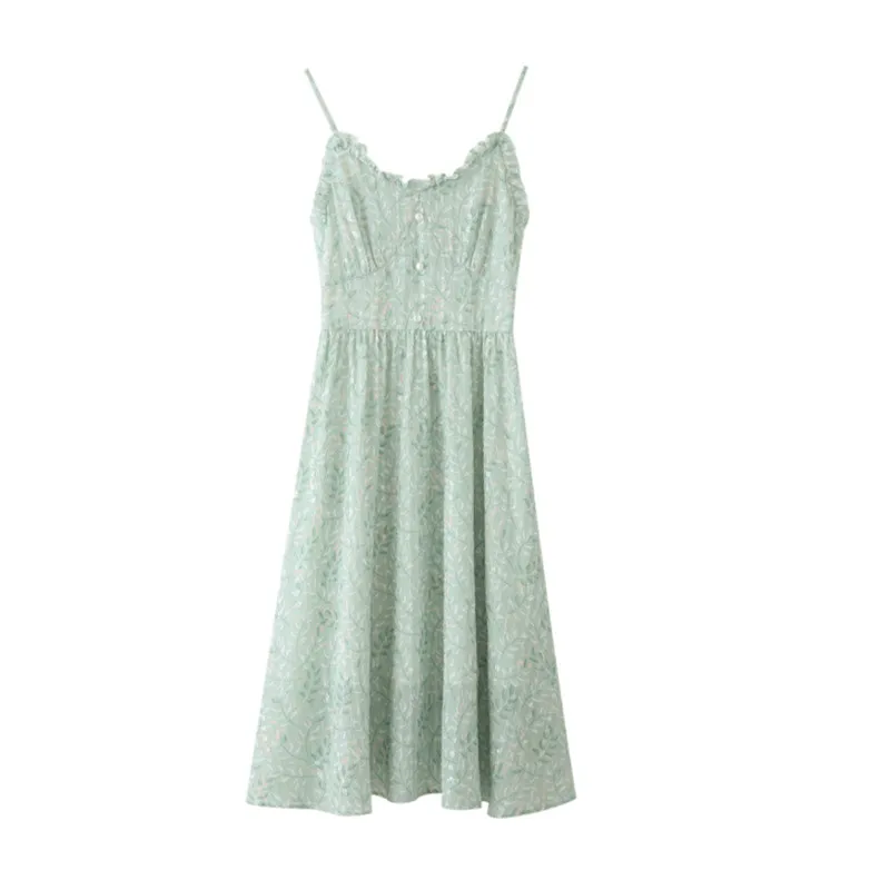 New Small Fresh French First Love Long A-line Skirt Green Chiffon Floral Suspender Dress Female Summer Square Neck Camisole
New Small Fresh French First Love Long A-line Skirt Green Chiffon Floral Suspender Dress Female Summer Square Neck Camisole