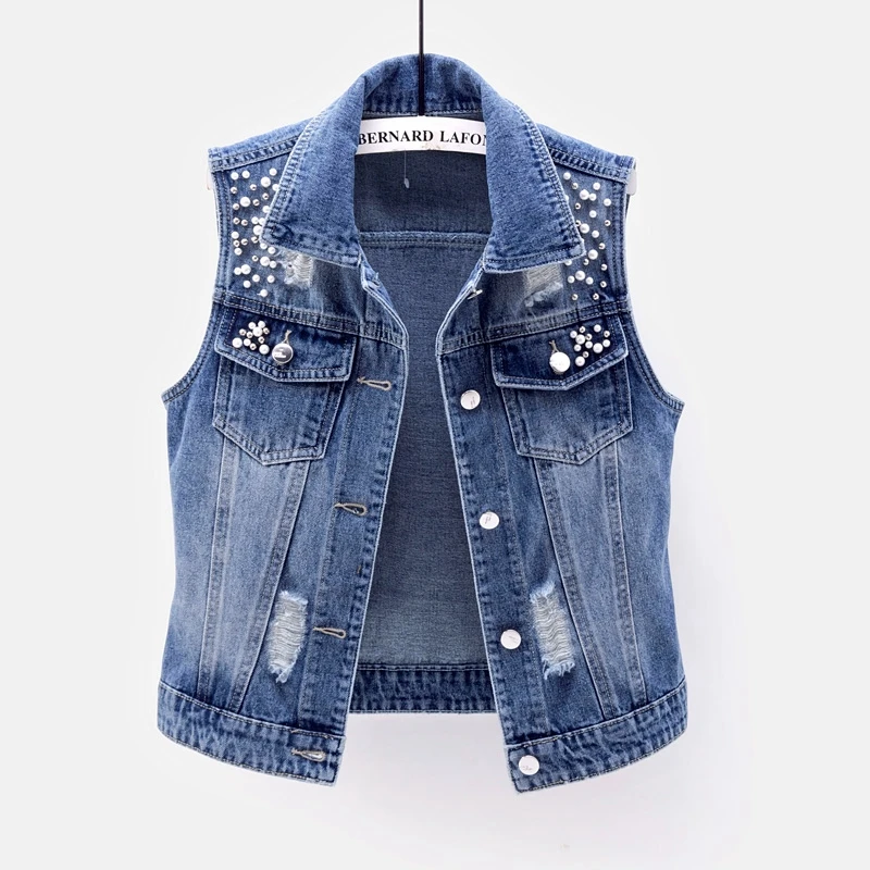 2020 Autumn Denim Vest Women's Coat Bleading Sleeveless Short Casual Washed Holes Jeans Jackets Coats Waistcoat Plus Size Vest
2020 Autumn Denim Vest Women's Coat Bleading Sleeveless Short Casual Washed Holes Jeans Jackets Coats Waistcoat Plus Size Vest