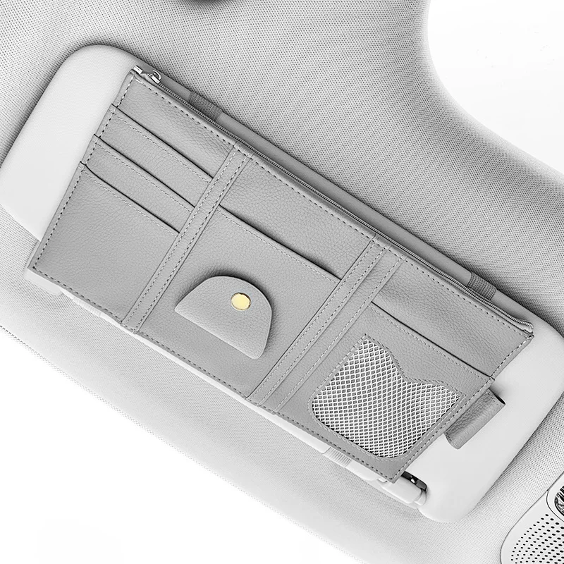 New Sun Visor Car Storage Bag PU Car Glasses Clip Car Driving License Driving License Storage Hanging Bag Car Storage Supplies
New Sun Visor Car Storage Bag PU Car Glasses Clip Car Driving License Driving License Storage Hanging Bag Car Storage Supplies