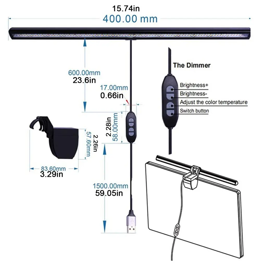 Stepless Dimming Eye-Care LED Desk Lamp For Computer PC Monitor Screen Hanging Light LED Reading USB Powered Lamp
Stepless Dimming Eye-Care LED Desk Lamp For Computer PC Monitor Screen Hanging Light LED Reading USB Powered Lamp