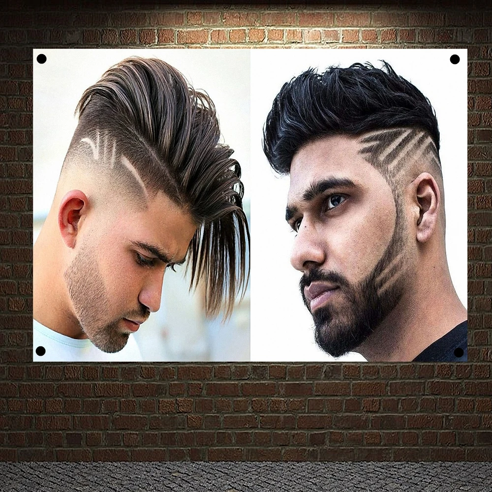 

Men's popular hairstyle Beard Barber Shop Poster Signboard Tapestry Banner Flag Wall Art Wall Sticker Background Hanging Cloth F