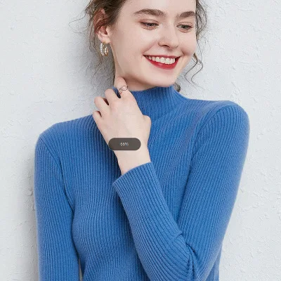 Half high neck striped slim knit 100 solid color wool sweater 2021 new cashmere sweater for women
Half high neck striped slim knit 100 solid color wool sweater 2021 new cashmere sweater for women