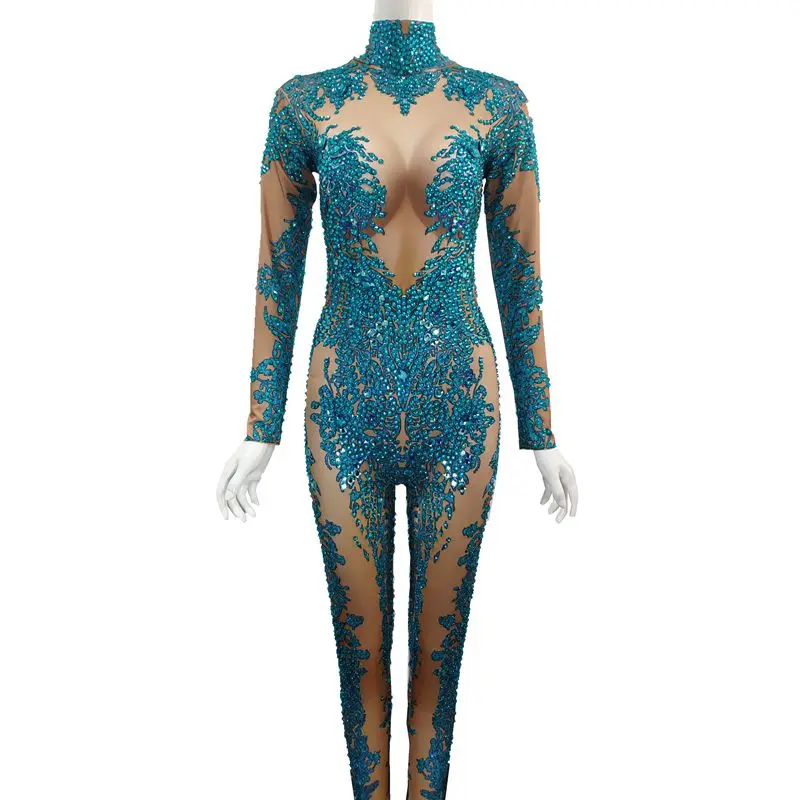 Fashion Sparkly Blue Rhinestones Jumpsuit Women Party Birthday Outfit Sexy Stretch Skinny Leggings Dance Costume Nightclub Wear
Fashion Sparkly Blue Rhinestones Jumpsuit Women Party Birthday Outfit Sexy Stretch Skinny Leggings Dance Costume Nightclub Wear