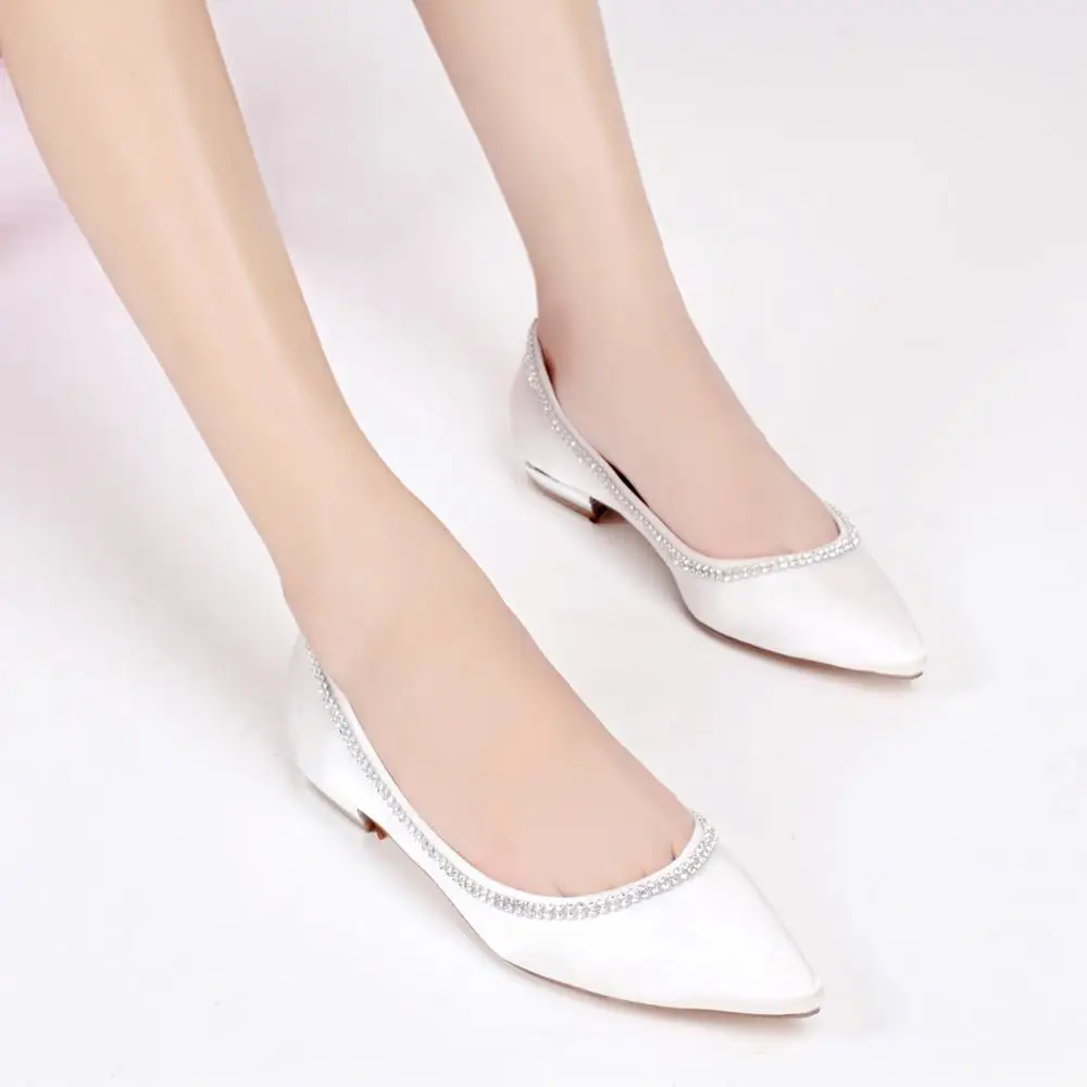 Women's Satin Slip On Ballerinas Bridal Evening Reception Ballet Crystal Decoration Ivory Wedding Shoes
Women's Satin Slip On Ballerinas Bridal Evening Reception Ballet Crystal Decoration Ivory Wedding Shoes