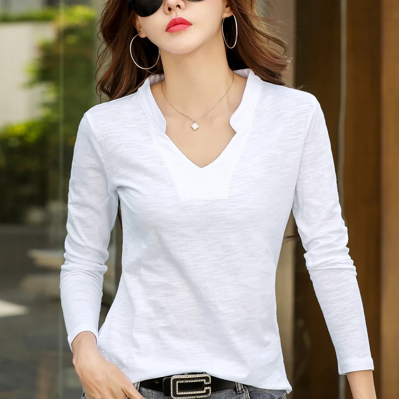 Women's Spring and Autumn Jacket V-neck Fashion Casual Joker Long-sleeved Women's V-neck Bamboo Cotton T-shirt Freedom Tops
Women's Spring and Autumn Jacket V-neck Fashion Casual Joker Long-sleeved Women's V-neck Bamboo Cotton T-shirt Freedom Tops