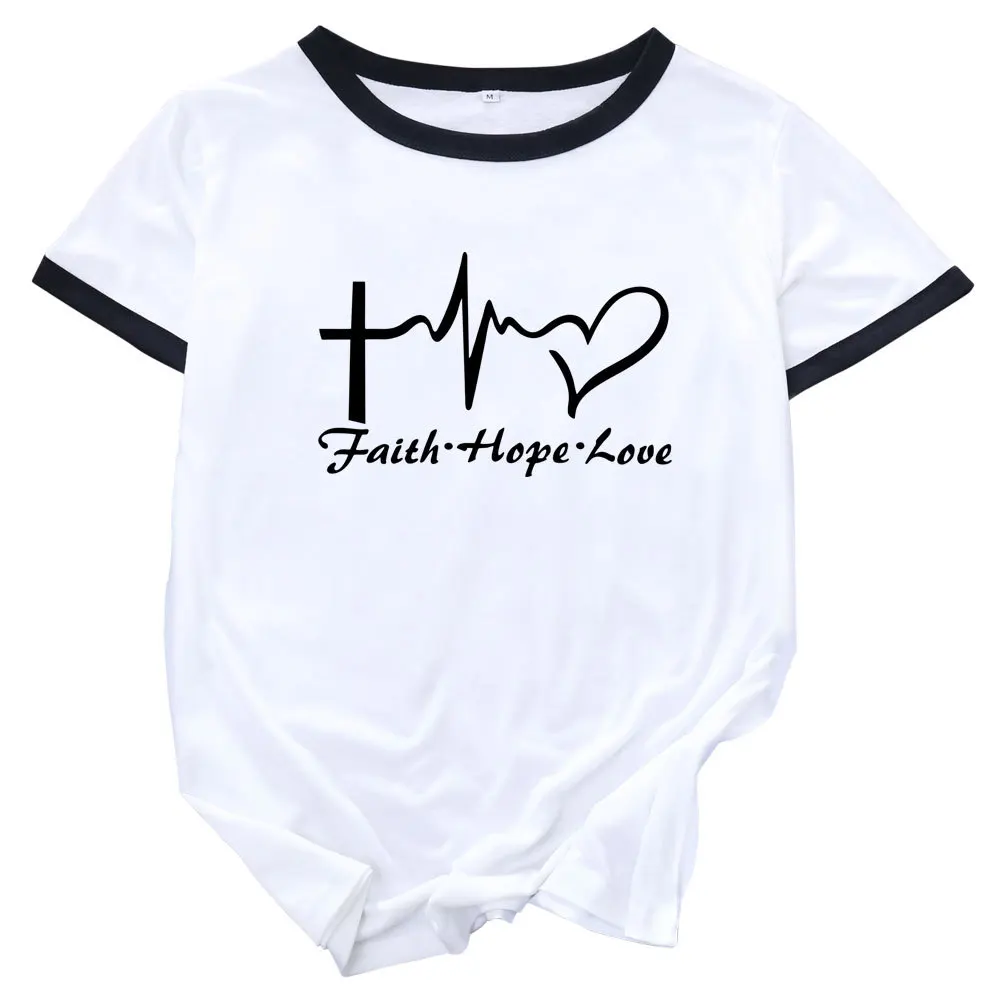 Heartbeat Faith Hope Love Womens Colorblock Crewneck Short Shleeve Cotton Blend Summer T-shirts Graphic Tees Female Print Top
Heartbeat Faith Hope Love Womens Colorblock Crewneck Short Shleeve Cotton Blend Summer T-shirts Graphic Tees Female Print Top