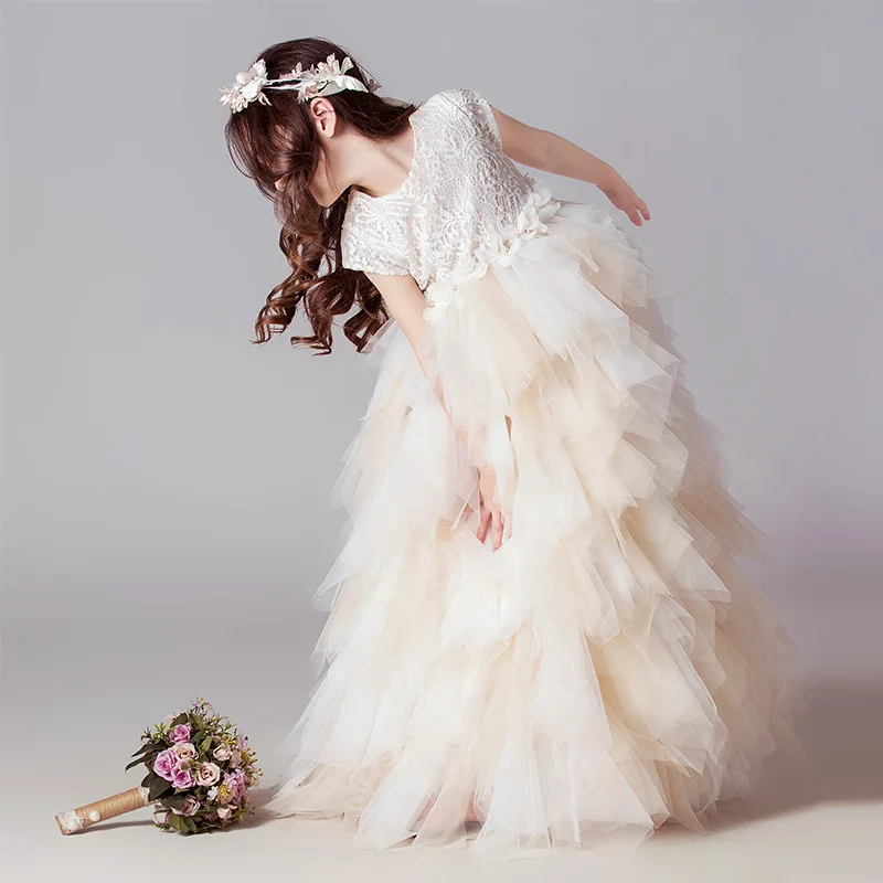 2022 Champagne Flower Girl Dresses for Wedding Layered Tulle Lace appliques Kids Ball Gown pageant dresses for girl Vestidos
2022 Champagne Flower Girl Dresses for Wedding Layered Tulle Lace appliques Kids Ball Gown pageant dresses for girl Vestidos