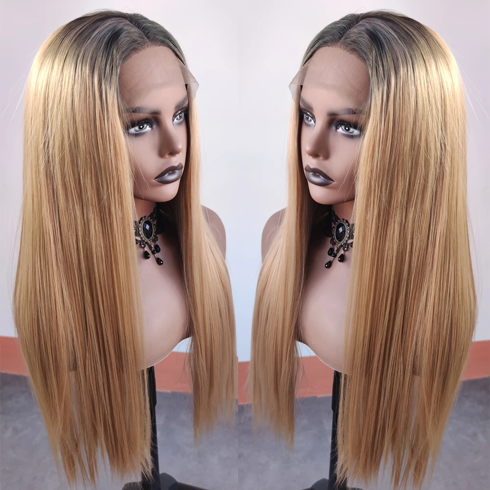 Ombre blonde synthetic lace front wig dark roots blonde long straight heart resistant Synthetic Hair Replacement Wigs For Women
Ombre blonde synthetic lace front wig dark roots blonde long straight heart resistant Synthetic Hair Replacement Wigs For Women