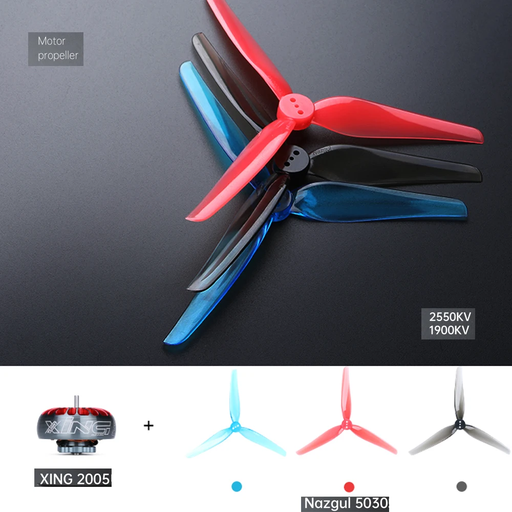 iFlight 4pc XING 2005 4-6S 1900KV FPV Motor with 4pairs 5Inch Nazgul 5030 Tri-blade Prop 4CW 4CCW for RC Racing Drone
iFlight 4pc XING 2005 4-6S 1900KV FPV Motor with 4pairs 5Inch Nazgul 5030 Tri-blade Prop 4CW 4CCW for RC Racing Drone
