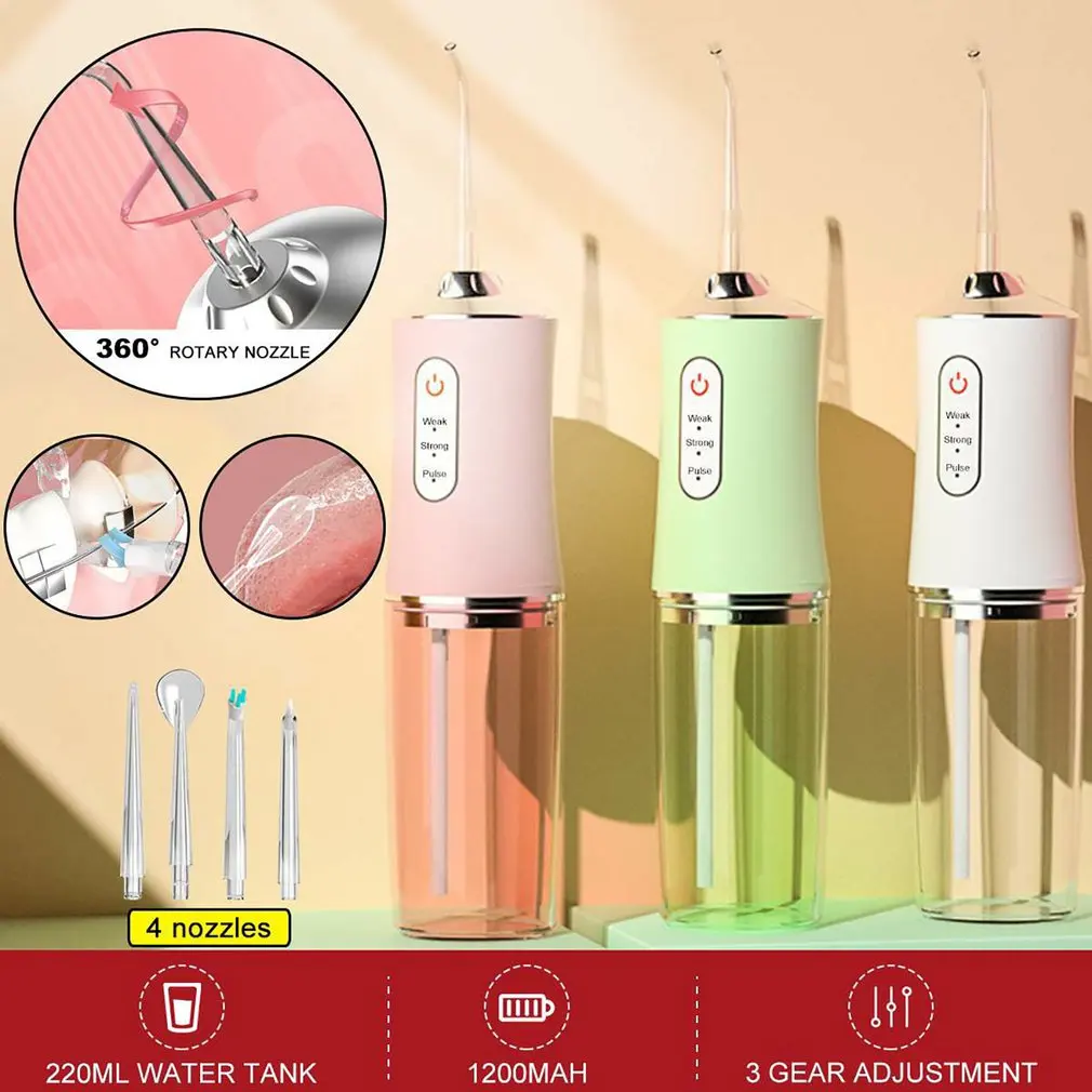 Oral Irrigator Usb Rechargeable Water Bleaching Portable Dental Water Jet Floss Teeth Cleaner Big Water Tank With 4 Nozzle
Oral Irrigator Usb Rechargeable Water Bleaching Portable Dental Water Jet Floss Teeth Cleaner Big Water Tank With 4 Nozzle
