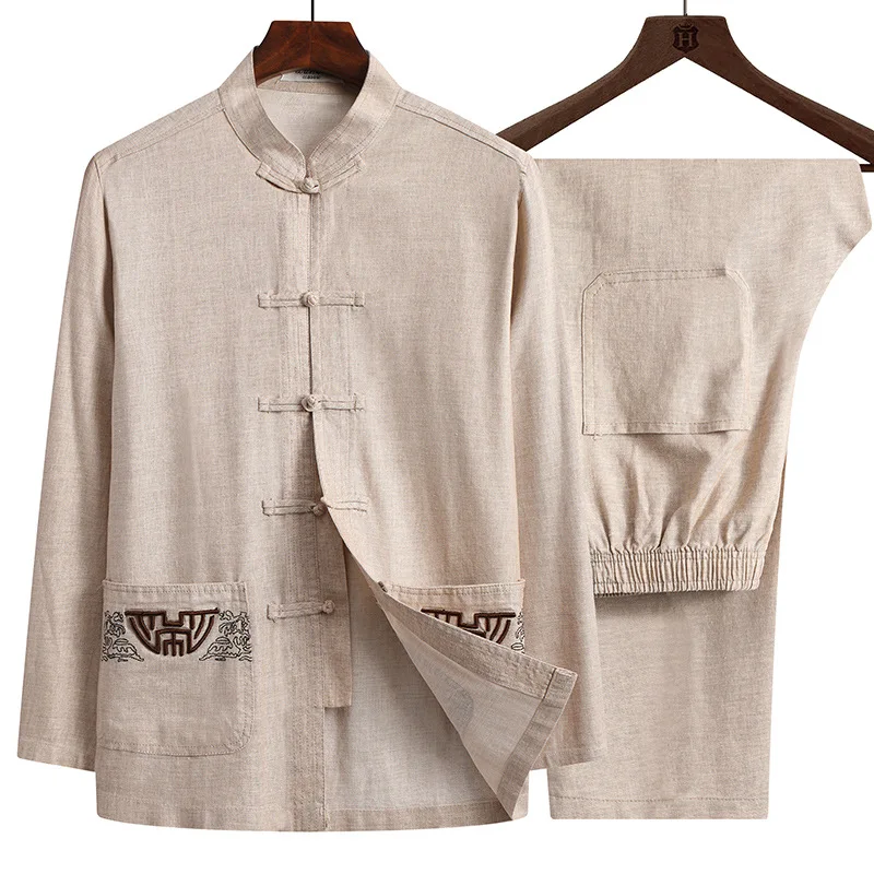 Chinese Tang Suit Spring New Embroidery Men's Cotton Linen Wu Shu Clothing Long Sleeve Shirt & Long Pant Kung Fu Tai Chi Uniform
Chinese Tang Suit Spring New Embroidery Men's Cotton Linen Wu Shu Clothing Long Sleeve Shirt & Long Pant Kung Fu Tai Chi Uniform