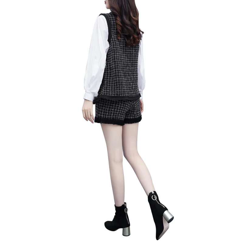 2020 Spring New Fashionable Shirt Tweed Vest Shorts Three-Piece Suit Women Clothing Set Vestido Design Brand Sweet Girl Lady
2020 Spring New Fashionable Shirt Tweed Vest Shorts Three-Piece Suit Women Clothing Set Vestido Design Brand Sweet Girl Lady